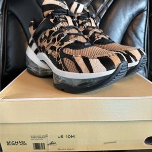 Olympia sport extreme printed calf hair and mesh trainer.